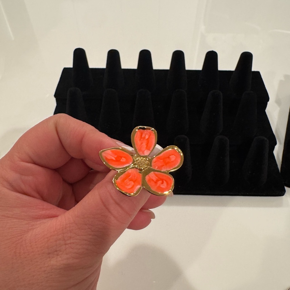 Orange Flower Gold-Tone Ring